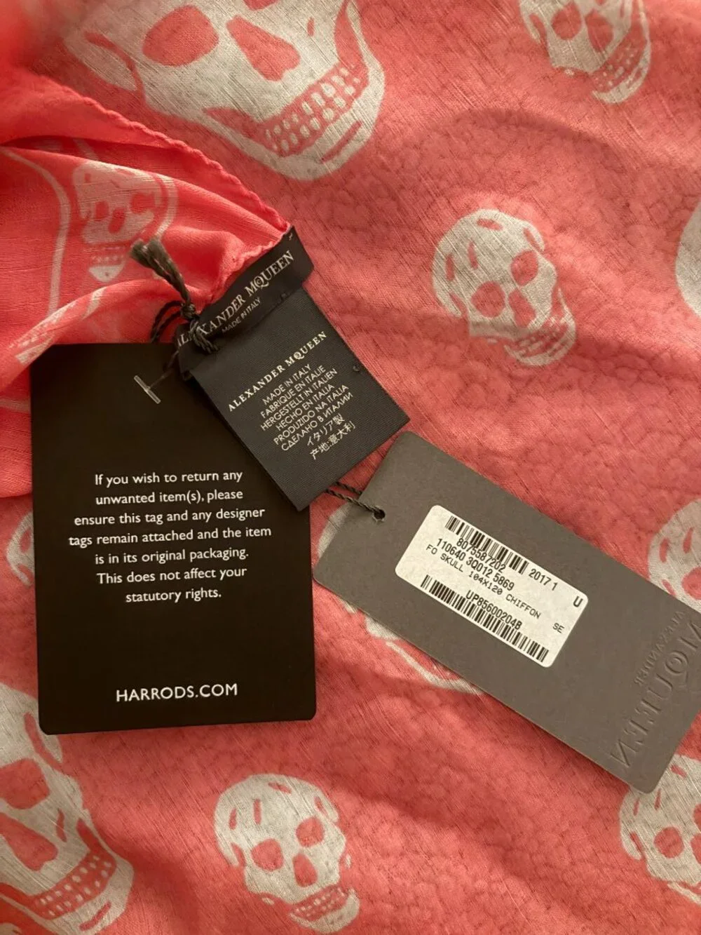 Alexander McQueen Pink Chiffon/Silk Scarf with tags